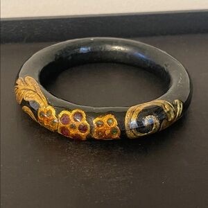 🍄Vintage Artisan Made Hand Painted Glass Bangle Bracelet